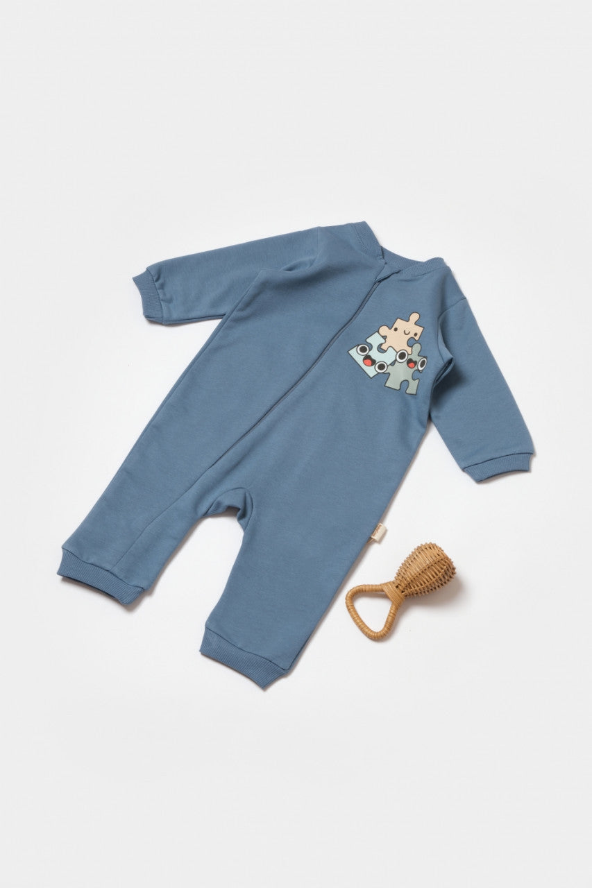 Salopeta cu fermoar, Two thread, BabyCosy, 100% bumbac organic,